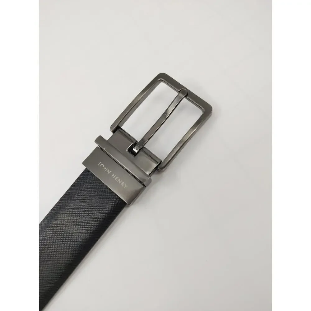 John Henry Reversible Belt Mens 34 Black-Brown Bonded-Leather Classic‎ Workwear